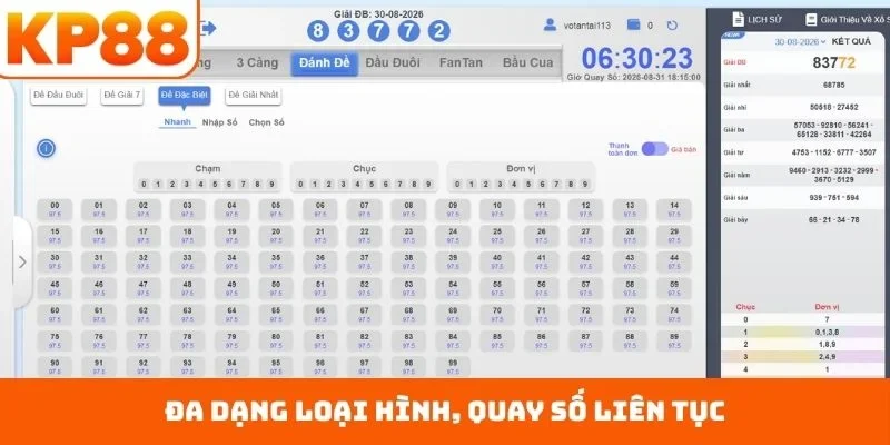 Xổ Số KP88 2 Đa dạng loại hình, quay số liên tục